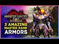 Monster Hunter Rise Sunbreak - 3 Amazing Master Rank Armor Set Previews!