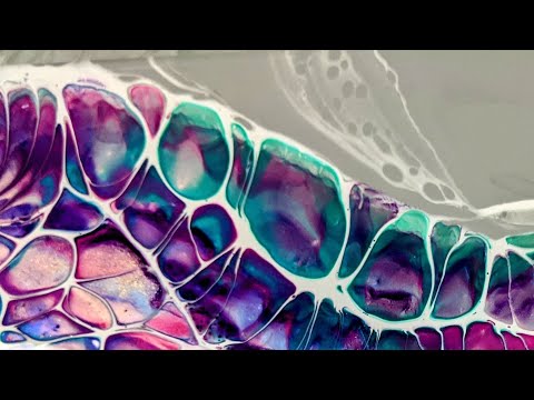 (118) 'Amaranth' ~ Large Triangle Canvas ~ Bloom Swipe Sheleeart Technique  ~#TLP ~ Acrylic Pour