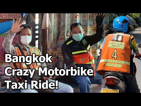 Passeio de moto-táxi divertido e louco em 4K. Começando o passeio de bicicleta em Thonburi e terminando em Sathorn.