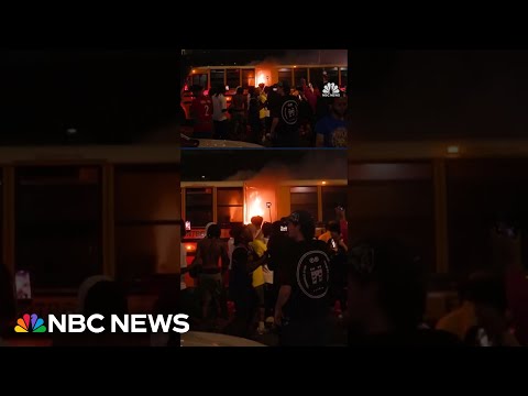 World Cup bus set on fire in Manhattan after Knicks championship win