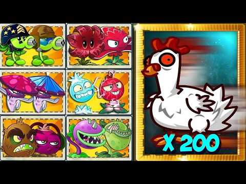 Pvz 2 Survival Challenge - Random 50 Pair Team Plants Vs 300 Chicken & Turkey Zombies