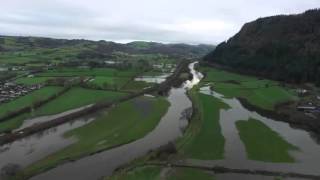 Aerial View Of Flood Plane Llanrwst Conwy North Wales