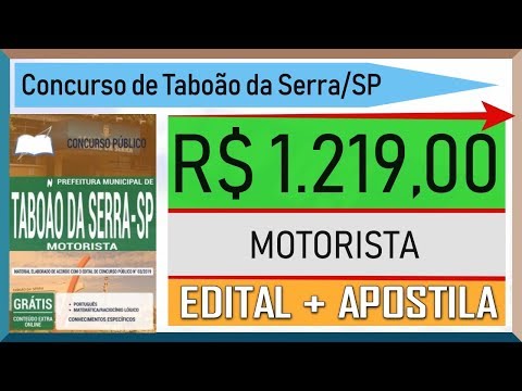 Apostila Prefeitura de Taboão da Serra SP 2019 - MOTORISTA - Edital Concurso Taboão da Serra SP 2019