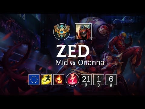 Zed Mid vs Orianna - EUW Challenger Patch 8.14