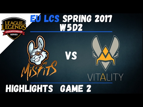 MSF vs VIT Highlights Game 2 EU LCS 2017 Spring W5D2 Misfits vs Team Vitality