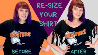 DIY Clothing Upcycle | How to Resize an Oversized T Shirt | Thrift Flip No Sewing!