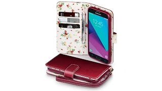 Samsung Galaxy J3 2017 Floral Wallet – Red with Floral Interior
