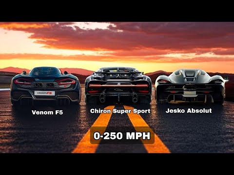 Bugatti Chiron Super Sport Vs Hennessey Venom F5 Vs Koenigsegg Jesko Absolut 0-250 mph Acceleration