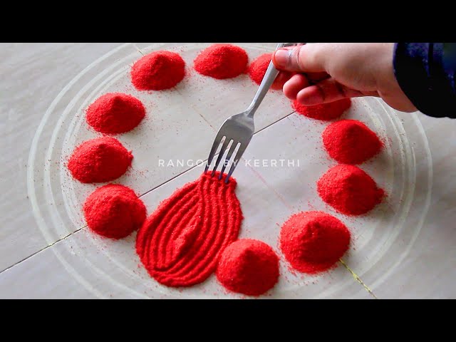 Simple Rangoli Design Using a Fork - video 2
