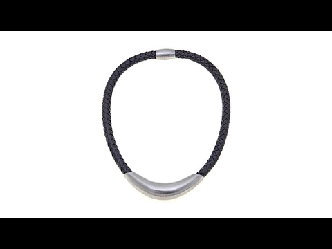 Stately Steel Braided Leather 17" Collar Necklace