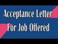 Acceptance Letter For job offered YouTube | Writing Tips |Training Tube | Letter Writing.