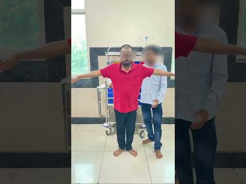 Romberg test. If patient loses balance after closing eyes, It is called positive Romberg sign.