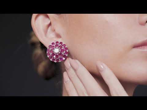 2020000401 - Ruby Earrings in 18K Gold and Diamonds
