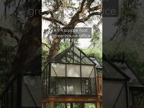 Our 114 sqft greenhouse office 🌿 #smallspacedesign #smallspaces #greenhouse #homeoffice