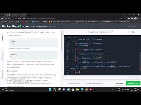 Hackerrank Java List Problem Hackerrank Problems Java Insert At Index Swapniltake1 Code