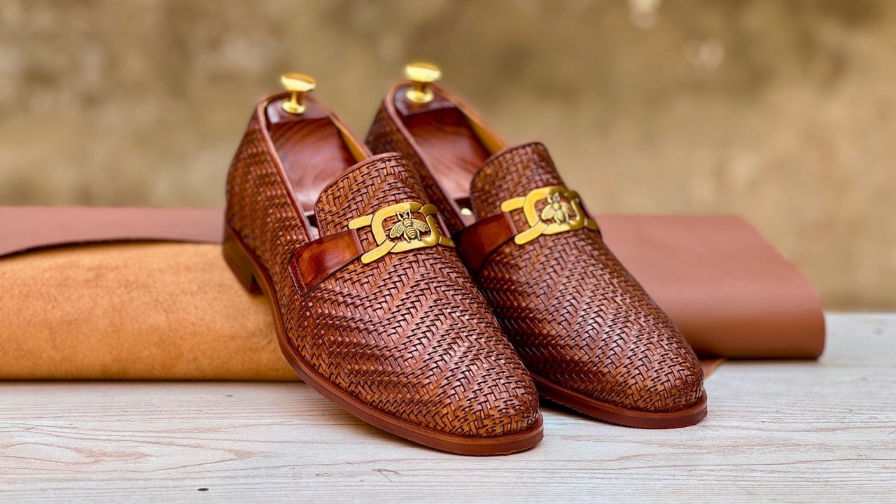 Crafting Formal Shoes from Woven Leather | Handmade Shoemaking Tutorial