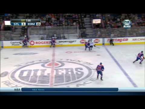 Chris Stewart wicked slappah goal 1-0 St. Louis Blues vs Edmonton Oilers 1/7/14 NHL Hockey