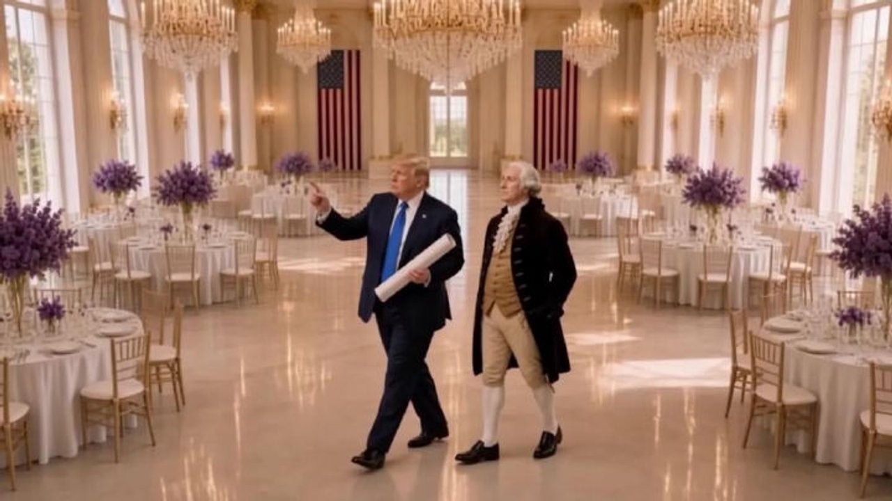 Trump pubblica video IA in cui mostra a George Washington la nuova ballroom della Casa Bianca