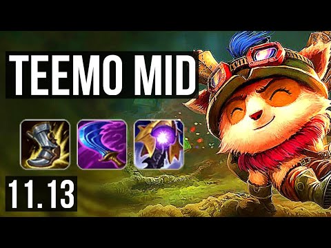 TEEMO vs TWISTED FATE (MID) | Rank 3 Teemo, 1800+ games, 2.1M mastery | KR Master | v11.13