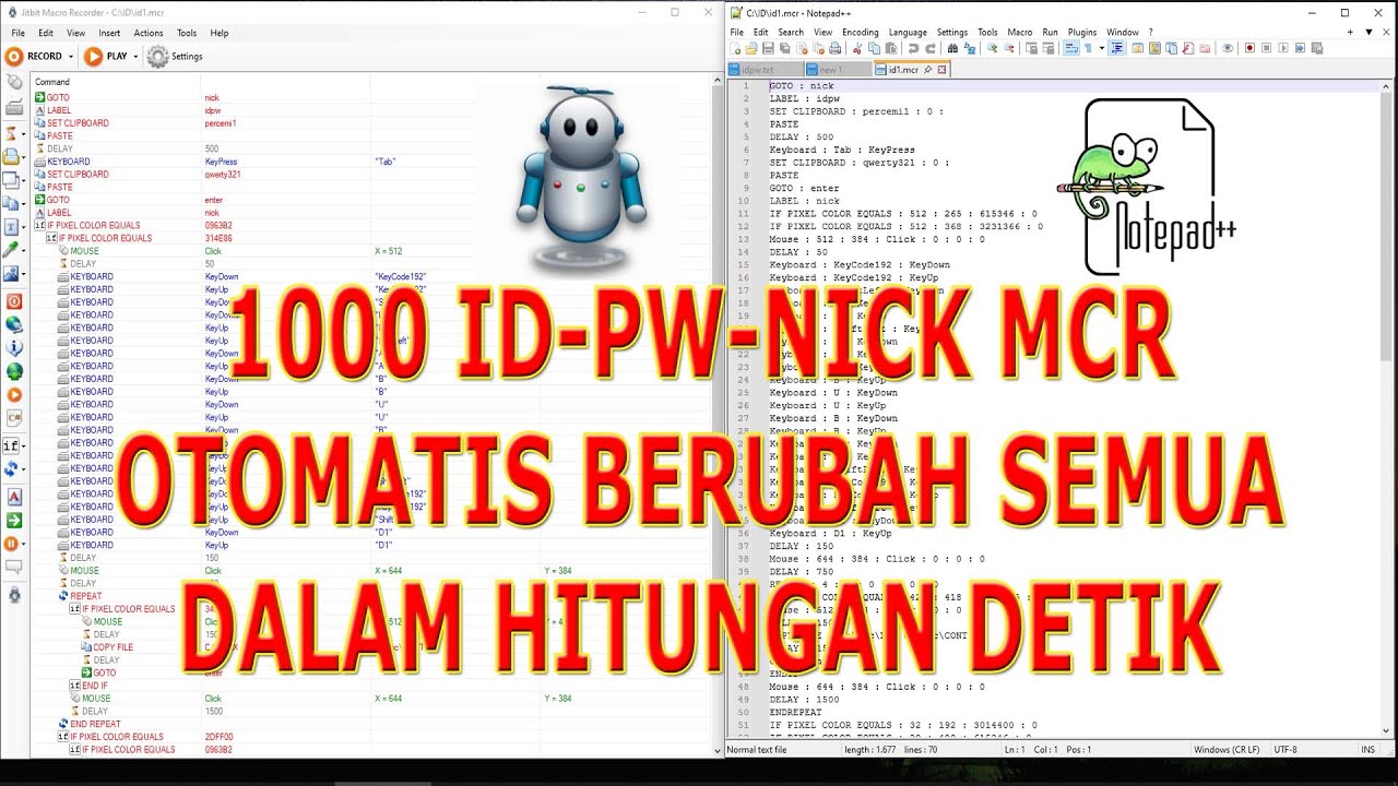 Edit file id mcr dengan Notepad++