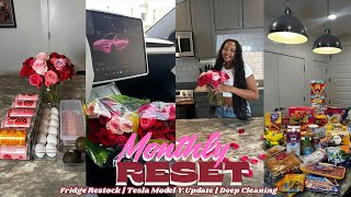MONTHLY RESET: ASMR Grocery Restock, Deep Cleaning, Tesla Model Y Update