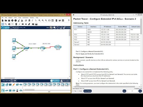 5.4.13 Packet Tracer- Configure Extended IPv4 ACLs   Scenario 2
