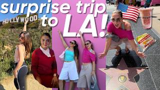 Surprising my cabin crew sister on her flight! LA vlog 