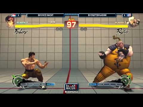 SEAM2013 SF4 DM MCZ Gackt (Fei) vs EG Justin Wong (Rufus) Top 8 Losers Bracket