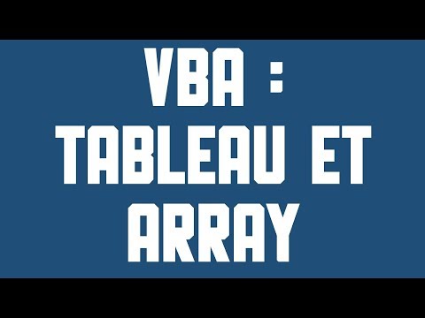 VBA Enregistrer le tableau dans une array