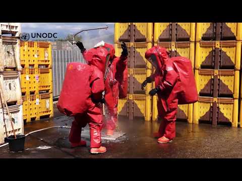 UNODC Laboratory: Full chemical resistant personal protective equipment (PPE) ensemble
