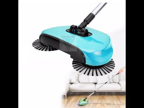 Hand Push Automatic  Sweeper Stainless Steel Spin Broom Mop Cloth Floor Cleaning