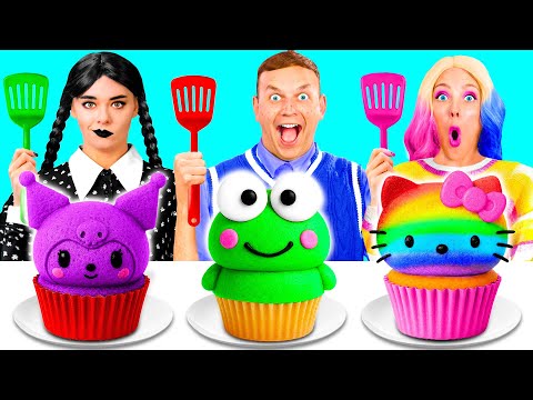 Wednesday vs Enid Sfida Del Cibo Nero vs Rosa | Incredibili Hack in Cucina BaRaDa Gold Challenge