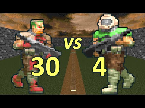30 Zombiemen vs 4 Doomguys - Doom Co-op Simulation - Doom Retro Battles