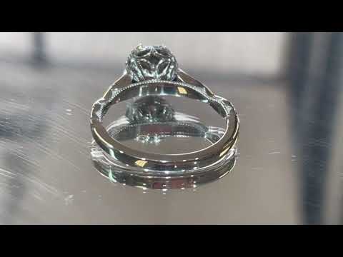 #79296 GIA Tacori 18k white gold 1.18ct round diamond halo engagement band ring 4g 6.5