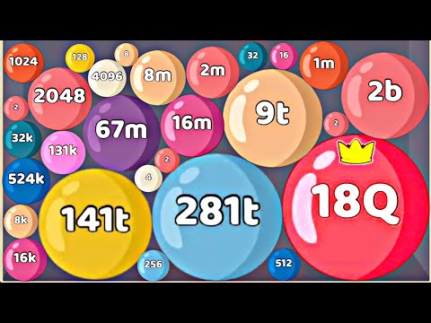 Merge Ball 2048 3D - ASMR Gameplay (Colorful Balls Numbers, Level Up Jelly Suika 2048) Math Games