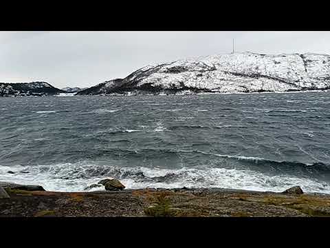 Stavanger Norway after snow fall - windy afternoon ( wind speed 20 m/s)