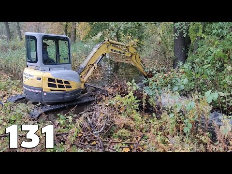 Beaver Dam Removal With Excavator No.131 - Work In Autumn