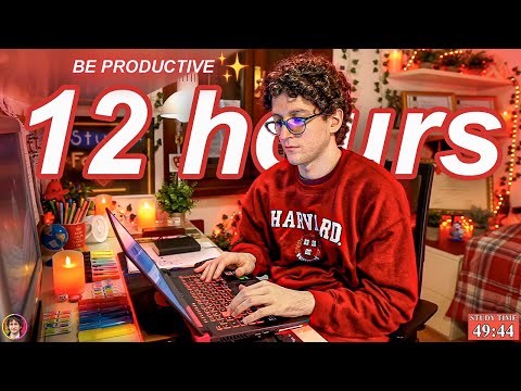Study with me 12 h ✨ Harvard alumnus, Work with me, Rain sounds, Pomodoro timer | Creating stuff 🎨