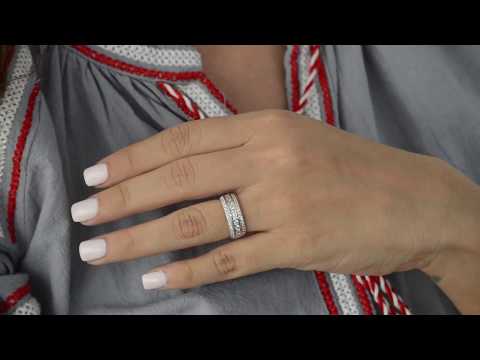 1.98 Ct. Three Row Fishtail Set Anniversary Ring - TwoBirch TB-WR-0094-WG-P