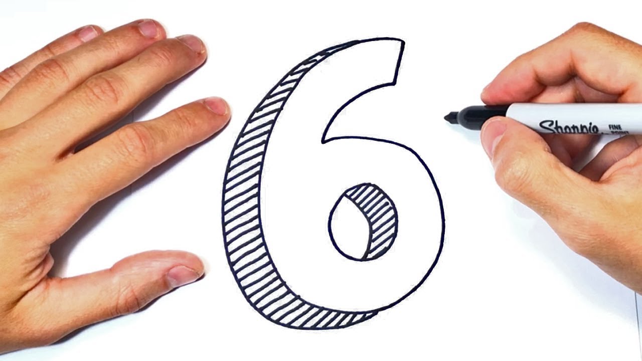 Como dibujar El Numero 6 de forma fácil | Dibujo del Numero Seis