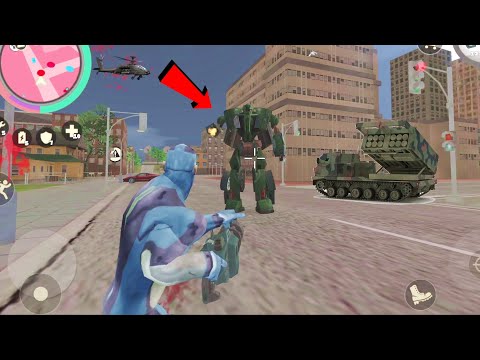 Rope Hero: Vice Town (Rope Hero killed Robot Car) Fire Spewing Car Robot - Android Gameplay HD