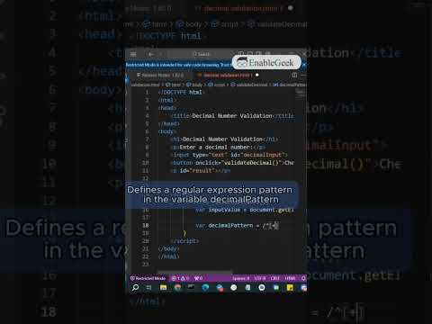 Decimal Validation In Js Involves Verifying Decimal Number Coding Javascripttutorial Code