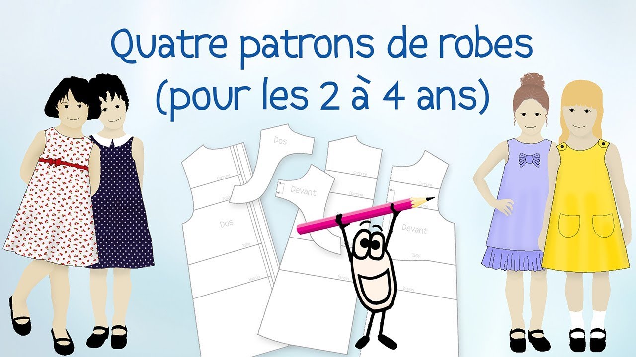4 Patrons gratuits de robe Fillette 2 - 4 ans - Tuto patron couture fille gratuit (HD)