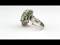 1345221 Ring Platinum with Jade Cabochon and Diamonds }}