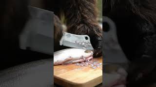 Bigfoot cooks fish stew and handmade flatbread. Bigfoot vlog.