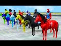 Game 5 Superheroes| spiderman the challenge of riding a horse across the river vs Batman vs hulk