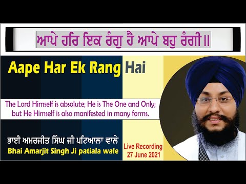 Aape Har Ek Rang Hai By Bhai Amarjit Singh Ji Patiala Wale