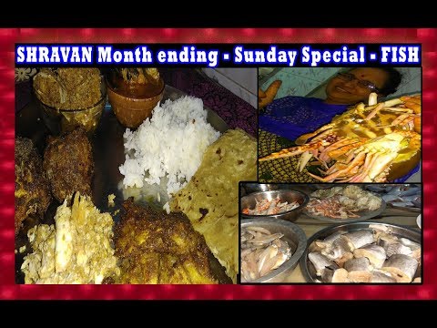SHRAVAN Month ending - Sunday Special - FISH Recipe - Movie - Crab fry, Paplet, Toll fish. Video