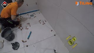 Preview of Large Wet room with Envelope Style Cut Tray and Surround Bath by NJ Tiling x RUBI UK.