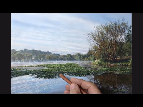 Pastel Painting Tutorial ~ Landscape Painting with Pastels, Easy Way.  Mist & Reflections. Part 2.